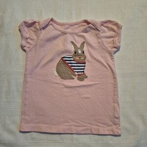 Baby Boden girls 12-18 months pink appliqued bunny shirt VGUC